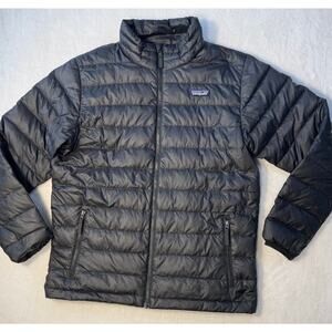 Patagonia Black Puffer Down Jacket Full Zip XL 14 Boys Winter Coat